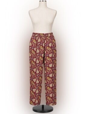 J.Crew Collection Silk Twill Pull-On Pants Jungle Cat Floral Burgundy Size 6 NWT
